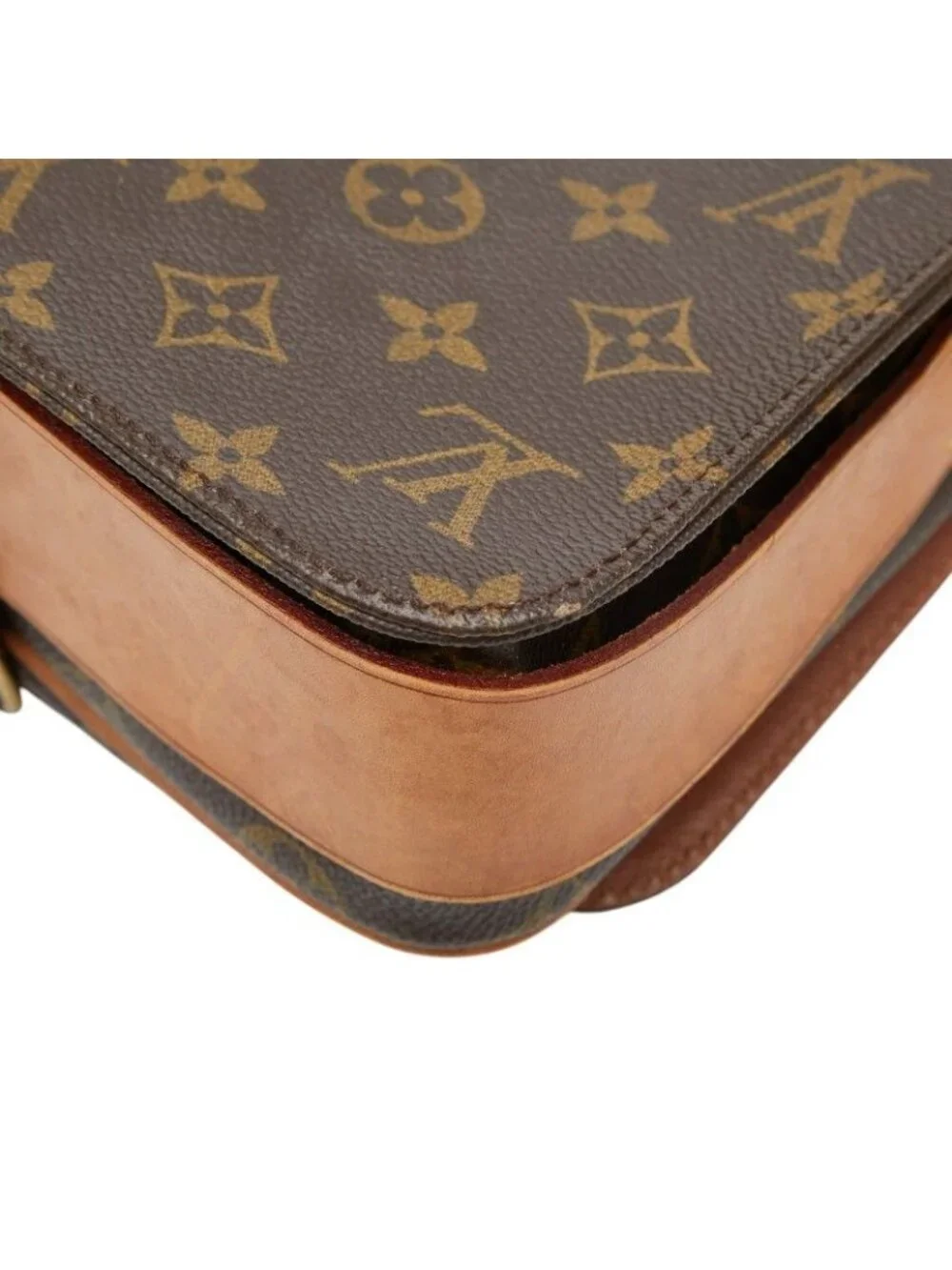 Louis Vuitton Monogram Cartouchiere MM Crossbody Shoulder Bag Brown Leather - Picture 6 of 10